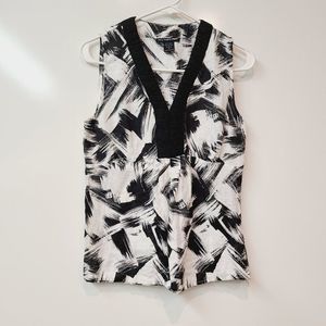 Saint Tropez West Linen Top Tank Sleeveless Blouse White Black Small